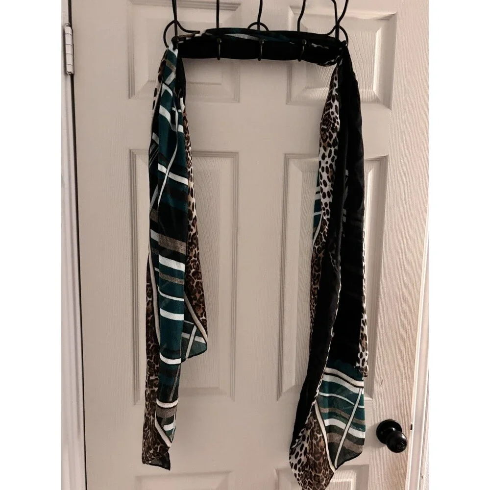 Leopard‎ Stripe Print Scarf Green Brown Black Lightweight Wrap